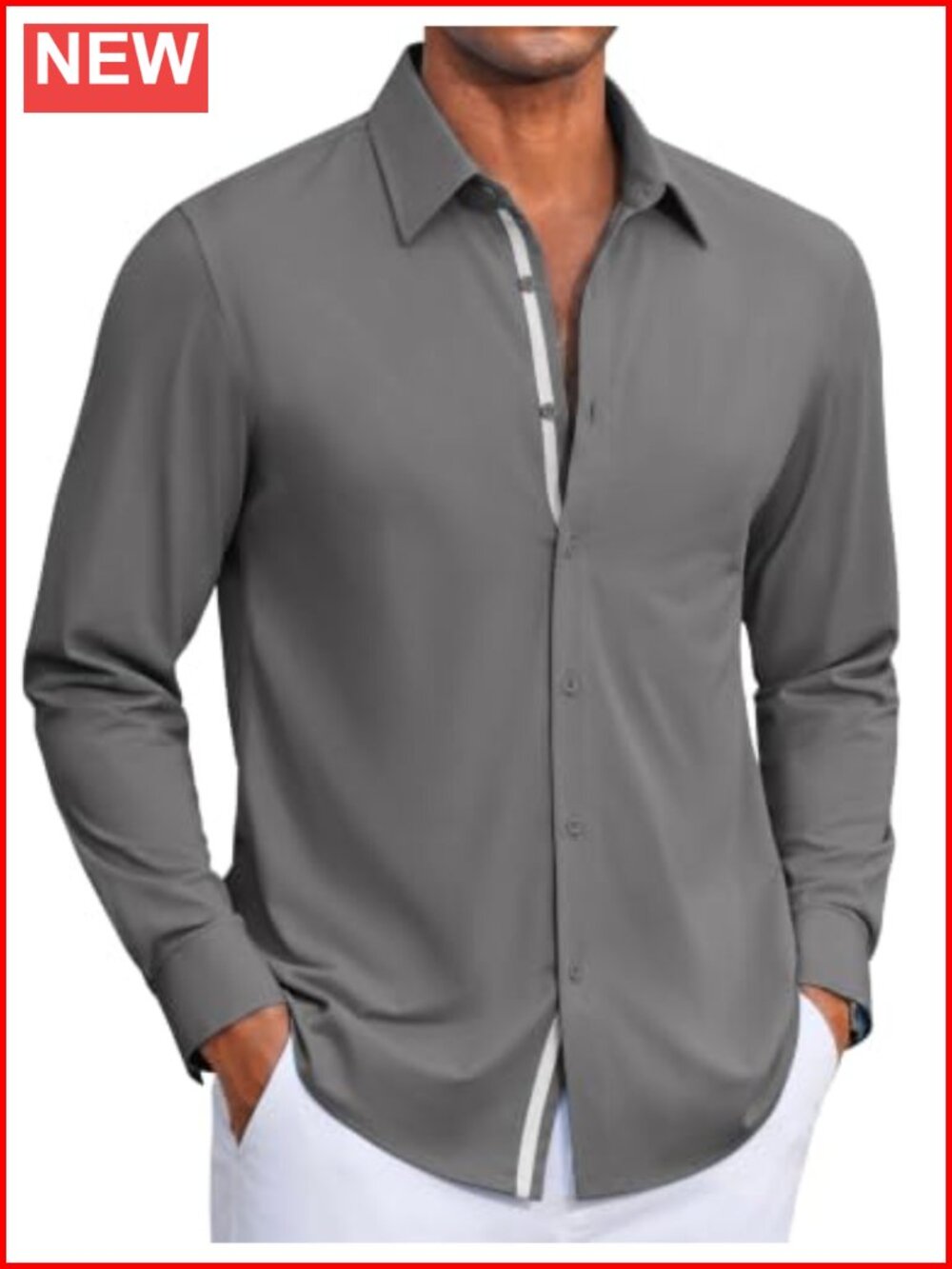Mens Long Sleeve Wrinkle Free Button Down Dress Shirt Lightweight Casual